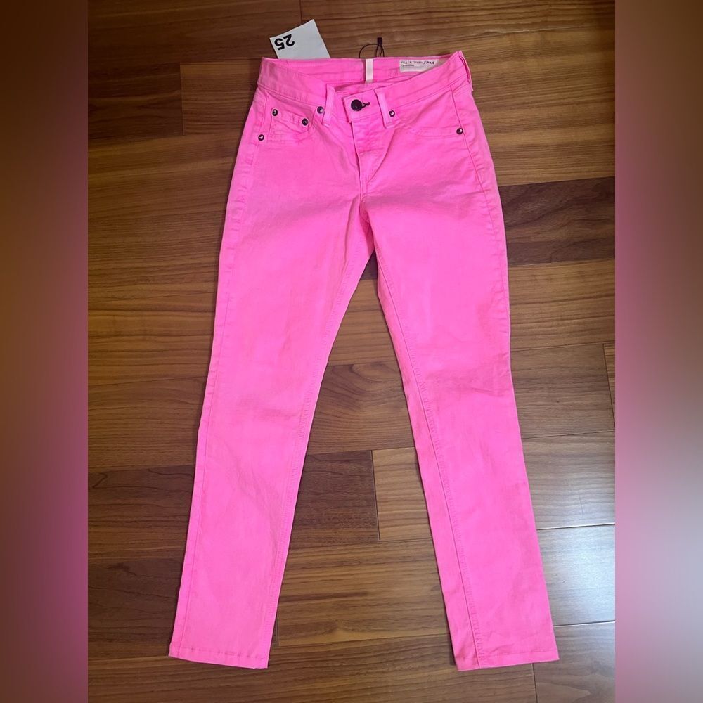 Rag & Bone neon pink jean legging size 25 - Picture 3 of 12